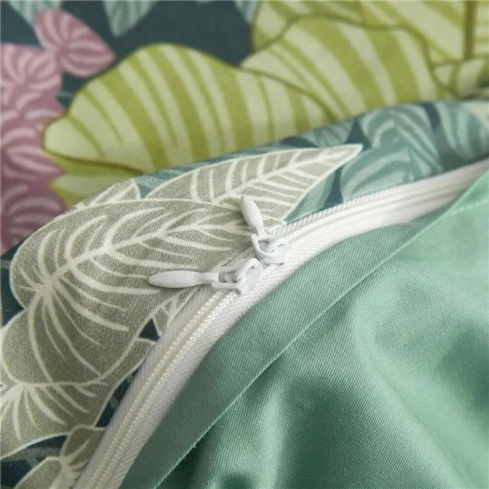 NEW Anthro Green Botanical Print Boho Queen / King Size Bedding Duvet & Sham Set